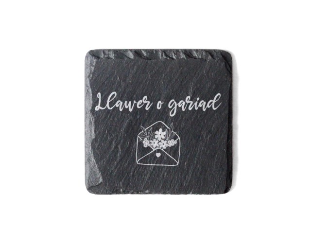 Welsh slate heart hanging sign with i want to spend the rest of my life with you in welsh